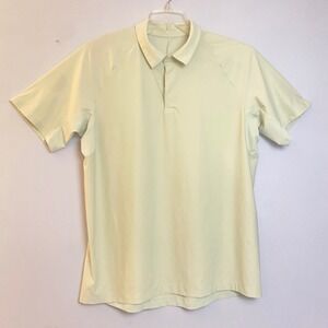 Lululemon Mens Short Sleeve Golf Polo Shirt Light Yellow Size XL Snap
Front